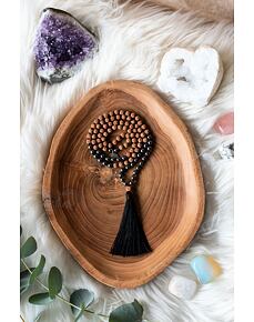 YOGGYS meditační mala - hematit a rudrakša