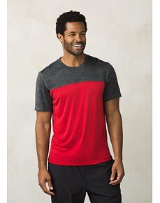 prAna Hardesty Colorblock triko, sunstar red, pánské červené/šedé triko