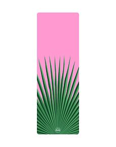 YOGGYS [BALI SOUL PINK] růžová/zelená designová jógová podložka s tropickým motivem