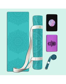 Set na jógu s profi jógamatkou MANDALA SEA BLUE