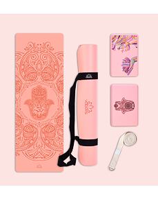 Set na jógu s profi jógamatkou HAMSA PEACH