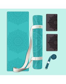 Set na jógu s profi jógamatkou MANDALA SEA BLUE