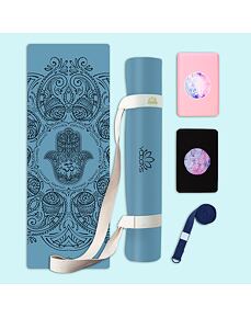 Set na jógu s profi jógamatkou HAMSA DARK BLUE