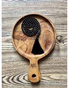 YOGGYS meditační mala - Hematit a Láva se stříbrným logem (Ag 925/1000)