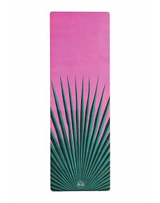 YOGGYS [BALI SOUL PINK] růžová/zelená designová jógová podložka s tropickým motivem