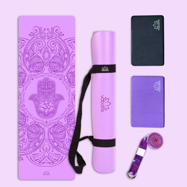 Set na jógu s profi jógamatkou HAMSA PURPLE