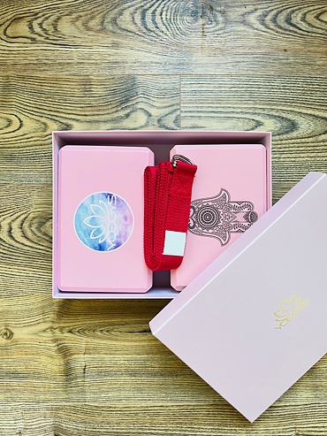 Dárkový set s jógovými bločky a páskem - PINK růžová
