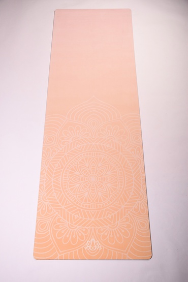 YOGGYS OUTLET [PURE MEDITATION SUNRISE] žlutá designová jógová podložka se savým mikrovláknem na povrchu s mandalou