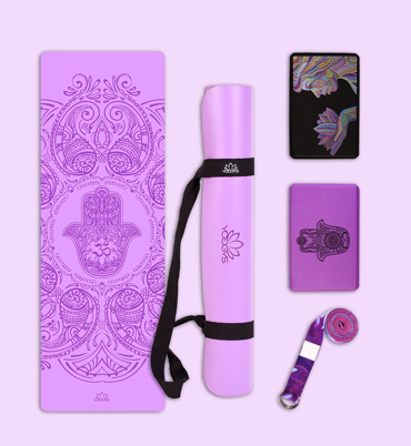 Set na jógu s profi jógamatkou HAMSA PURPLE