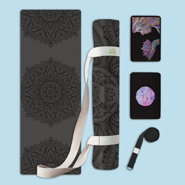 Set na jógu s profi jógamatkou MANDALA BLACK