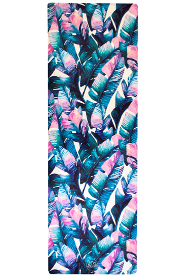 YOGGYS OUTLET [TROPICAL ISLAND] designová podložka na jógu 3.5 mm modro-růžová s tropickým designem