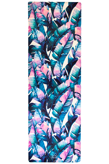 YOGGYS OUTLET [TROPICAL ISLAND] designová podložka na jógu 3.5 mm modro-růžová s tropickým designem