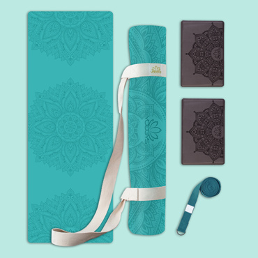 Set na jógu s profi jógamatkou MANDALA SEA BLUE