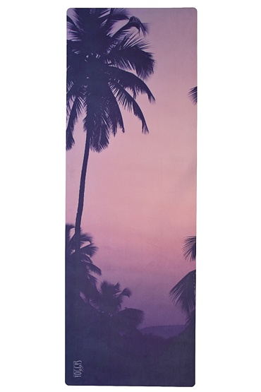 YOGGYS [PARADISE] růžová/fialová designová jógová podložka s palmou