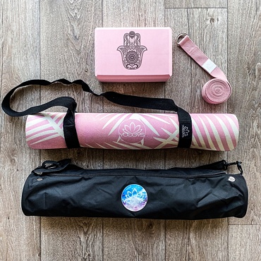 YOGGYS [PINK TROPICAL] multipack a růžová designová jógová podložka s tropickým motivem 