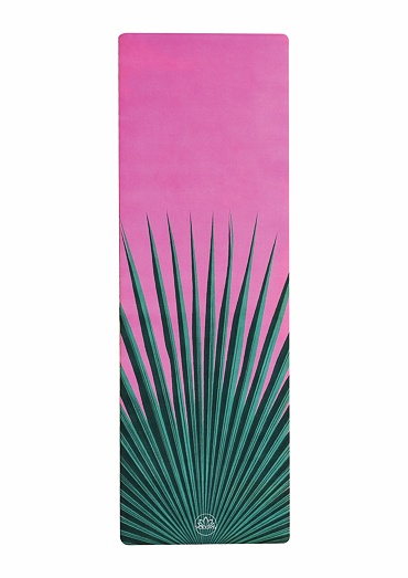 YOGGYS [BALI SOUL PINK] růžová/zelená designová jógová podložka s tropickým motivem