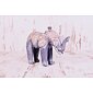 Wooden Elephant PURPLE 20cm