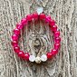 YOGGYS Bracelet SILVER BEAD - Pink Agate and Cracked Crystal